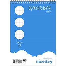 Spiralblock A5 100 blad Rutigt