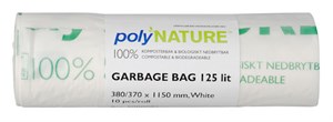 Sopsäck Polynature vit 125L, 10st/rl