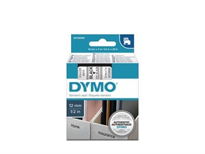 Märkband Dymo D1 12mm svart/klar