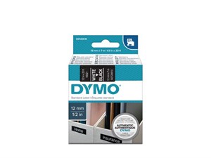 Märkband Dymo D1 12mm vit/svart
